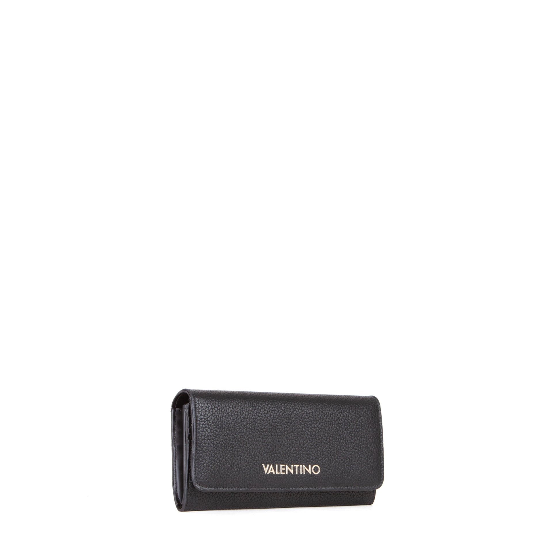 Portefeuille femme simili cuir grainé noir fermeture rabat