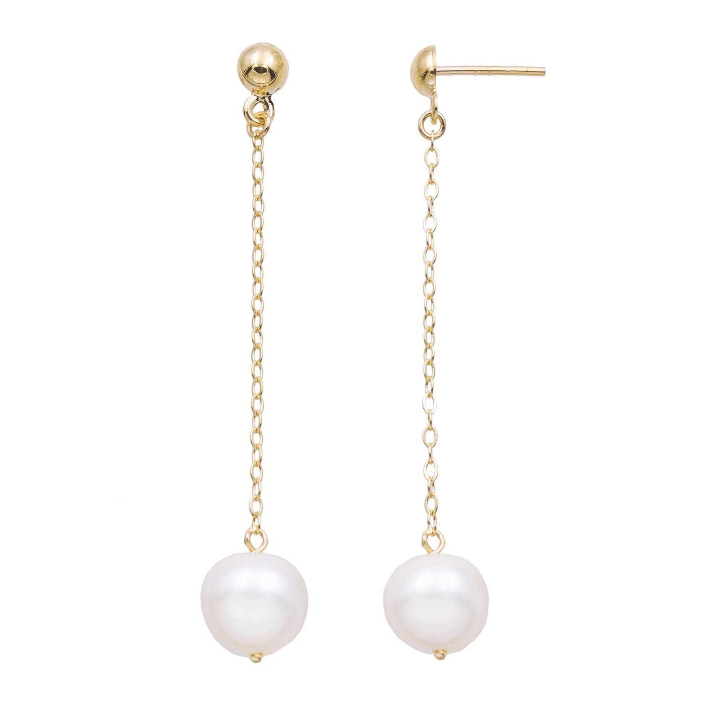 Boucles d'oreilles pendantes femme or jaune 9k perle de culture