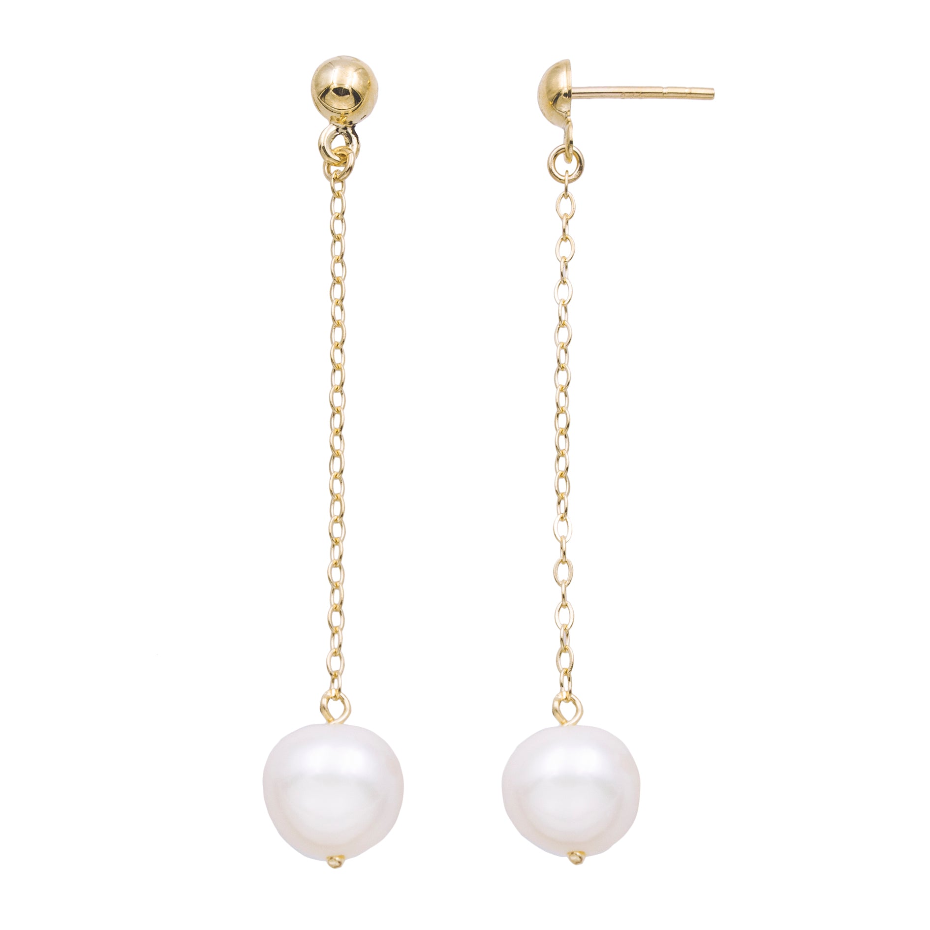 Boucles d'oreilles pendantes femme or jaune 9k perle de culture