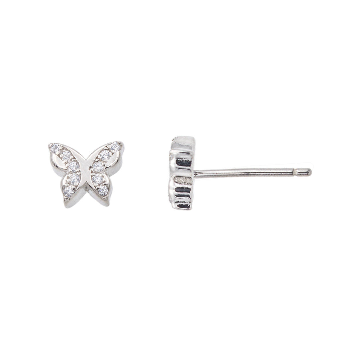 Clou d'oreille enfant argent 925 rhodié papillon zirconia