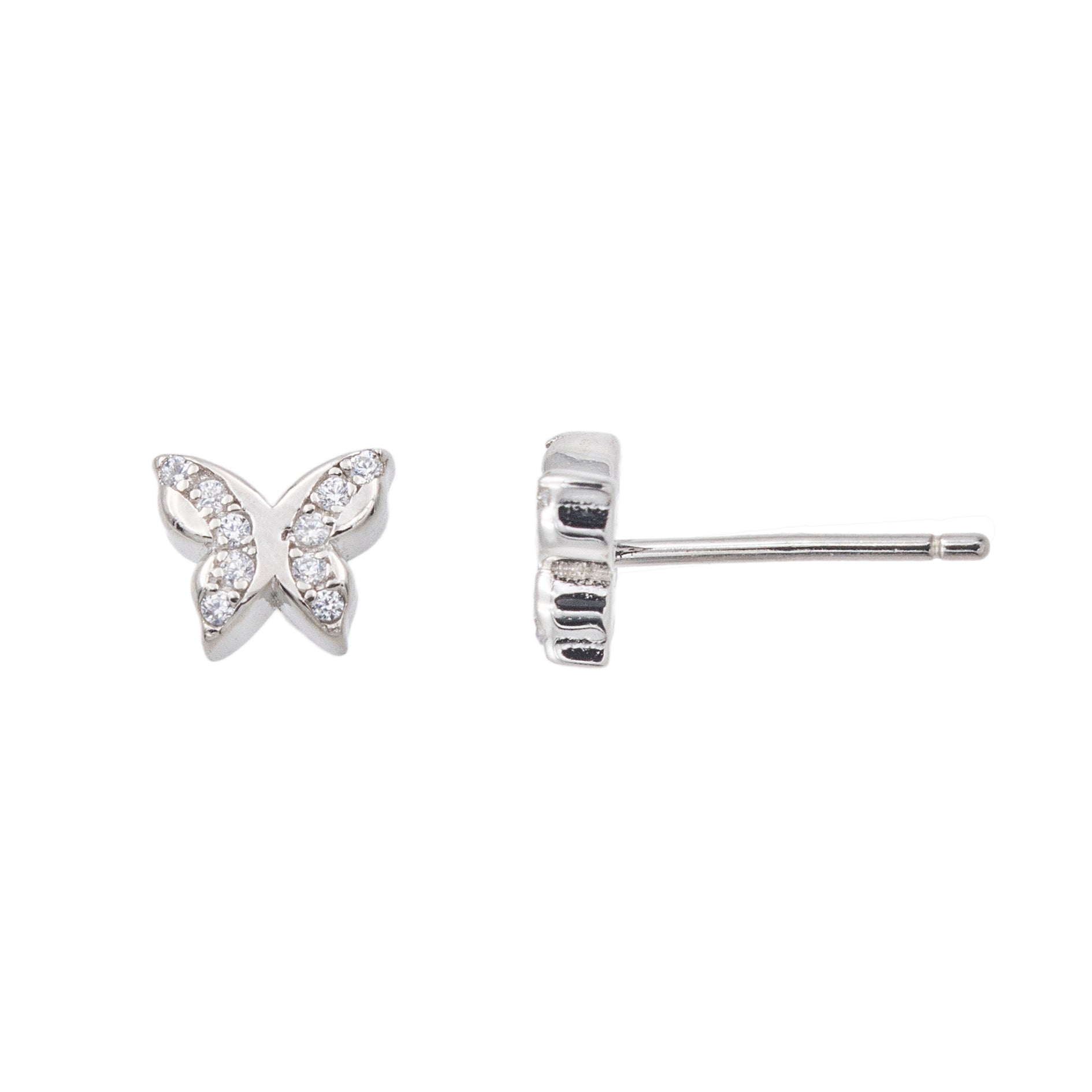Clou d'oreille enfant argent 925 rhodié papillon zirconia