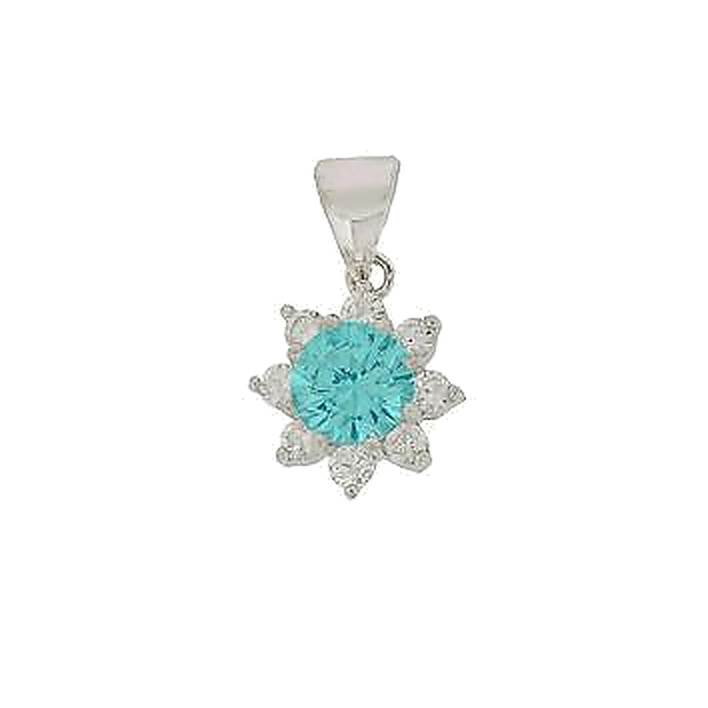 Collier femme argent rhodié pendentif fleur zirconia topaze