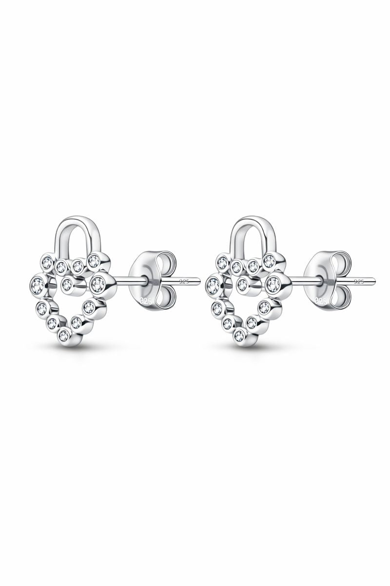 Boucles d'oreilles puces en forme de cadenas en forme de cœur scintillant