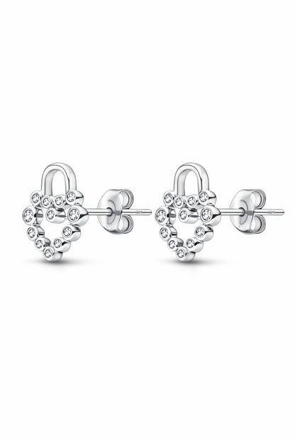 Boucles d'oreilles puces en forme de cadenas en forme de cœur scintillant