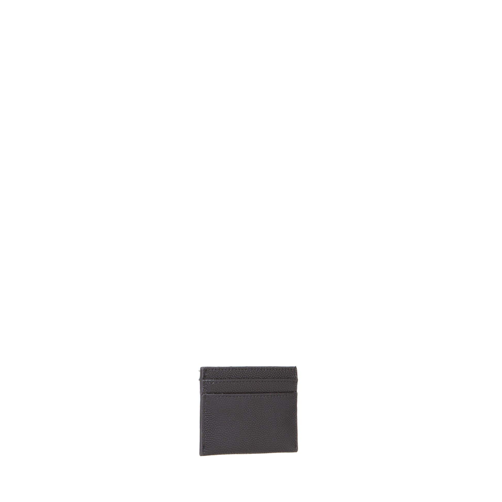 Porte-carte femme cuir grainé noir logo blanc élégant