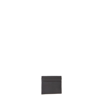 Porte-carte femme cuir grainé noir logo blanc élégant