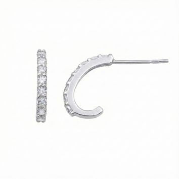 Demi-créoles femme argent rhodié zirconia pavées