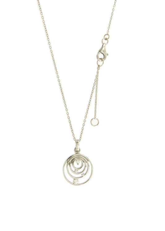 Collier femme argent rhodié cercles concentriques zirconia