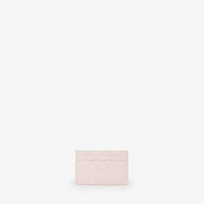 Porte-carte femme cuir embossé rose poudré monogramme