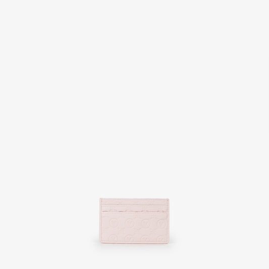 Porte-carte femme cuir embossé rose poudré monogramme