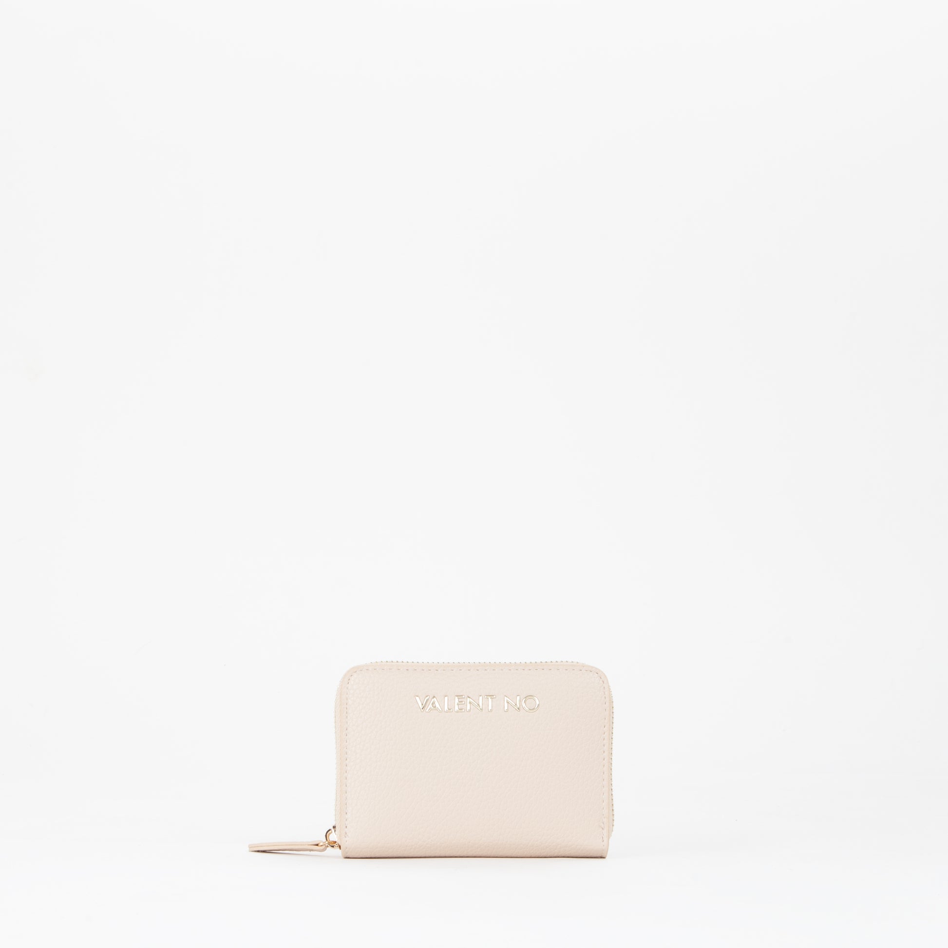 Portemonnaie femme zippé écru grain fin doré