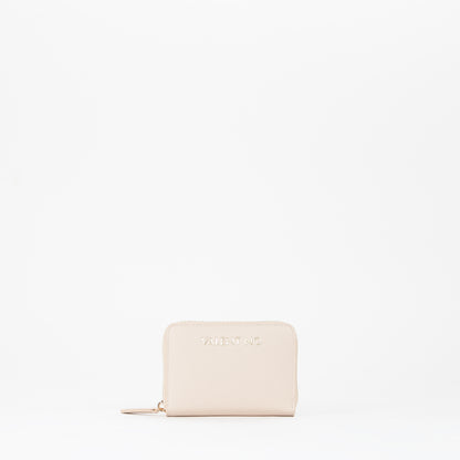 Portemonnaie femme zippé écru grain fin doré