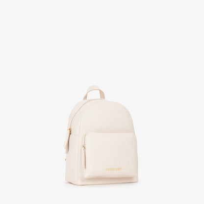 Sac à dos femme écru simili cuir monogramme gaufré
