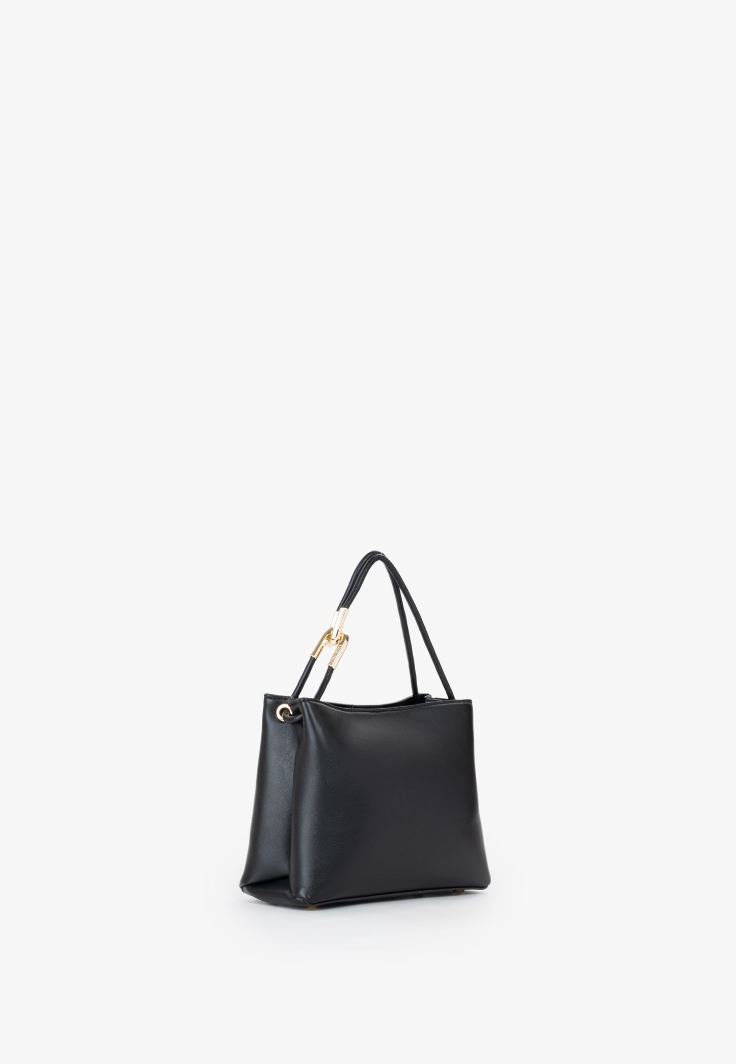 Sac main femme cuir noir poignée dorée élégant