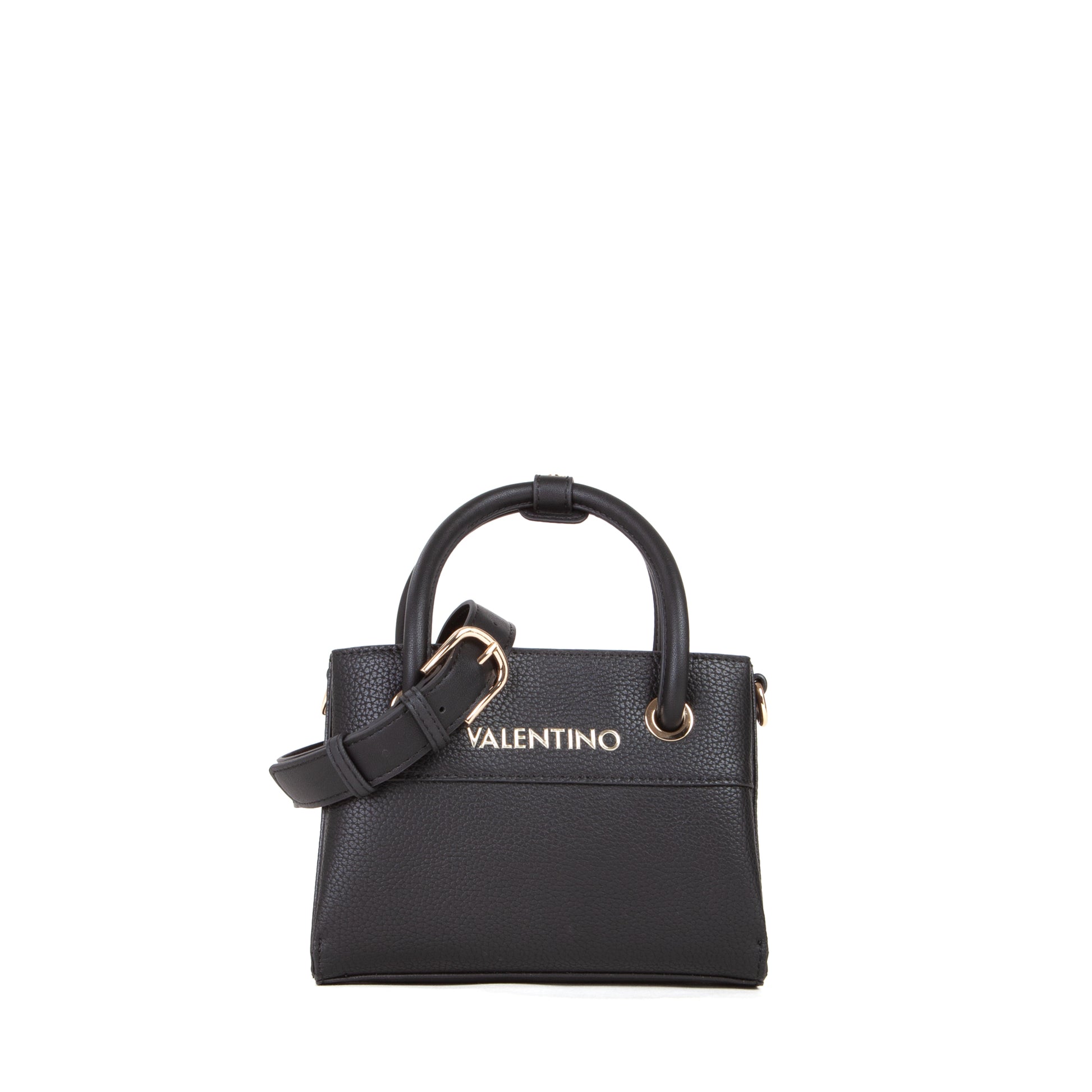 Sac à main femme noir structuré anses rondes dorées