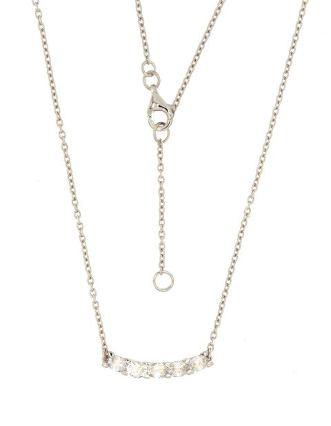 Collier femme argent rhodié barre zirconia 42cm
