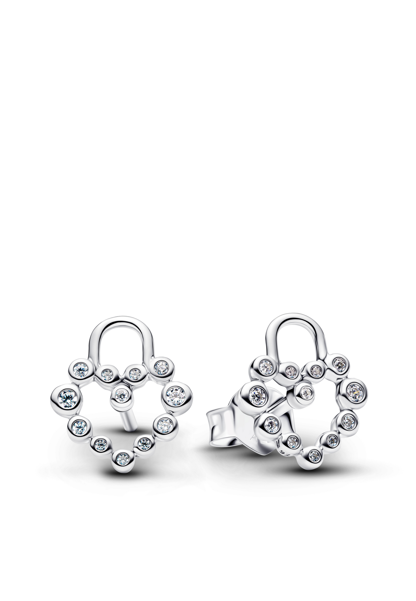 Boucles d'oreilles puces en forme de cadenas en forme de cœur scintillant