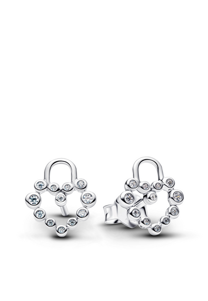 Boucles d'oreilles puces en forme de cadenas en forme de cœur scintillant