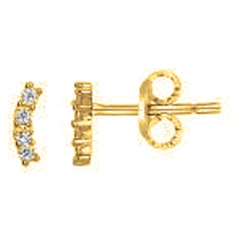 Clou d'oreille femme plaqué or jaune arc zirconia