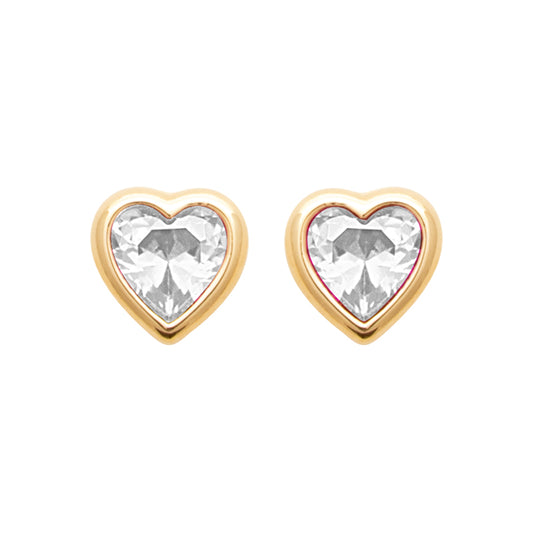 Boucles d'oreilles femme plaqué or coeur zirconia
