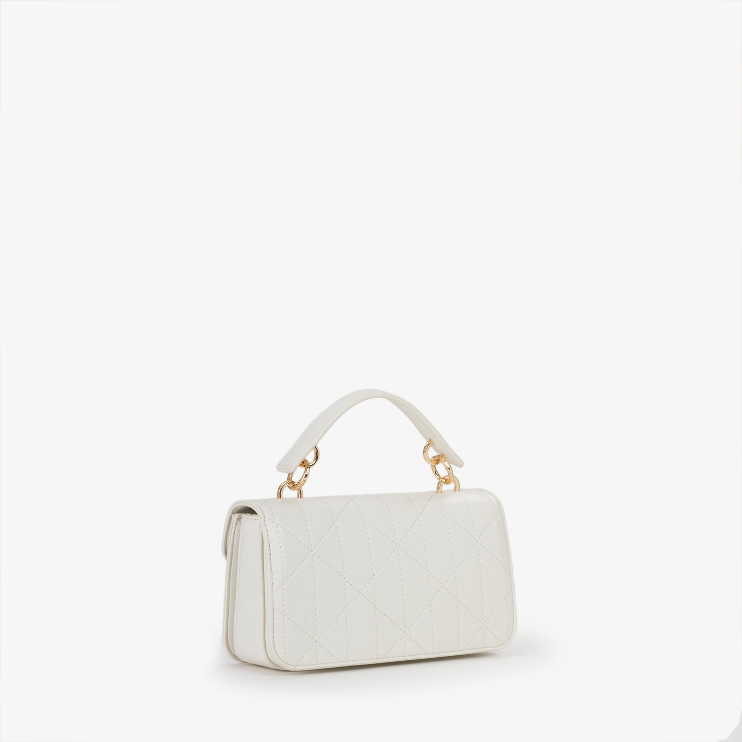 Sac à main femme blanc matelassé fermoir doré