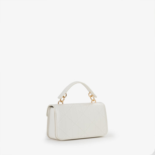 Sac à main femme blanc matelassé fermoir doré