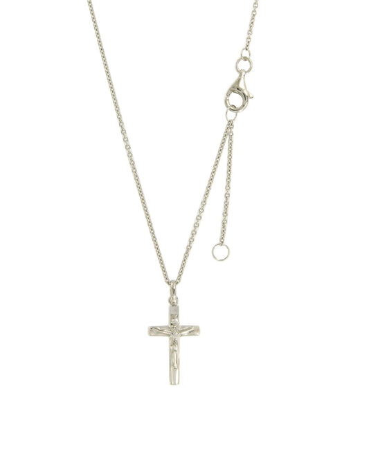 Collier femme argent rhodié pendentif croix christ 42cm