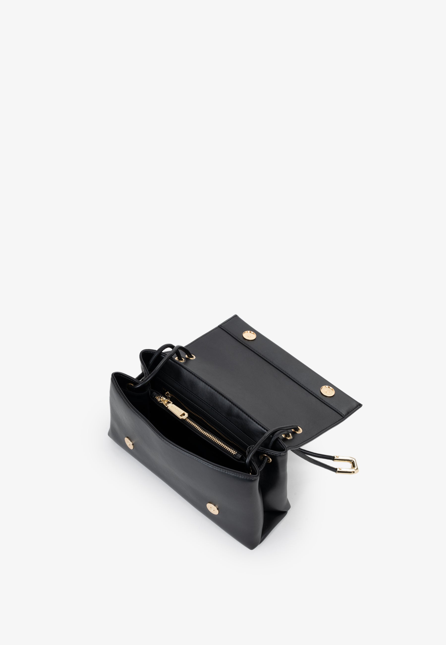 Sac femme baguette noir rabat doré élégant
