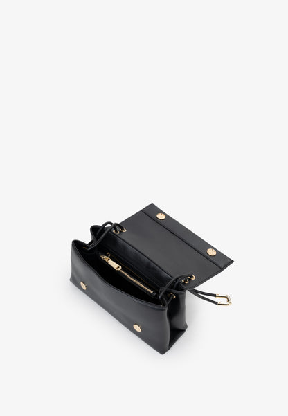 Sac femme baguette noir rabat doré élégant