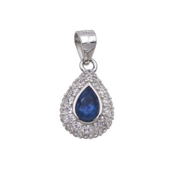 Collier femme argent 925 rhodié pendentif saphir synthétique