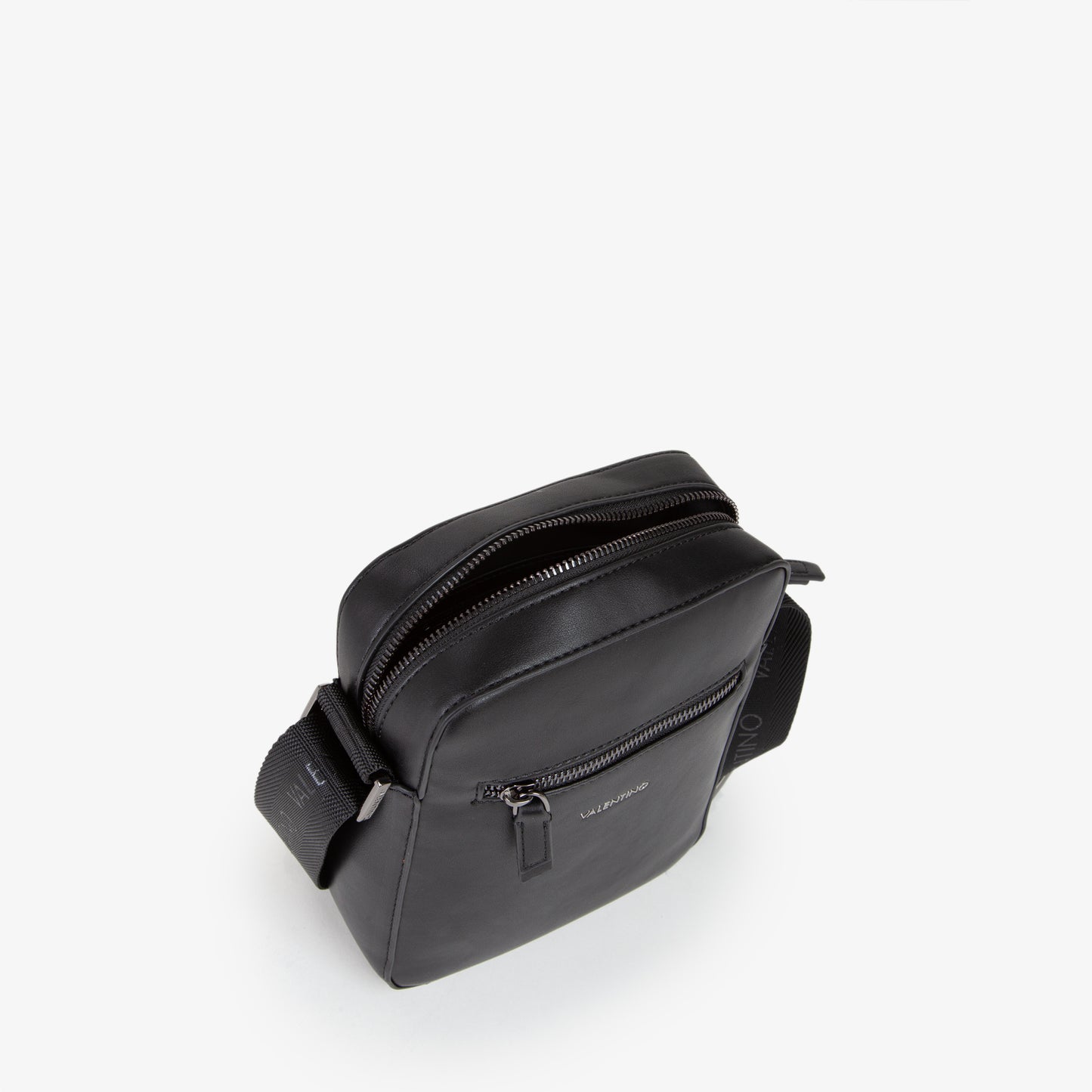 Sac bandoulière homme noir simili cuir zippé