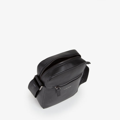 Sac bandoulière homme noir simili cuir zippé
