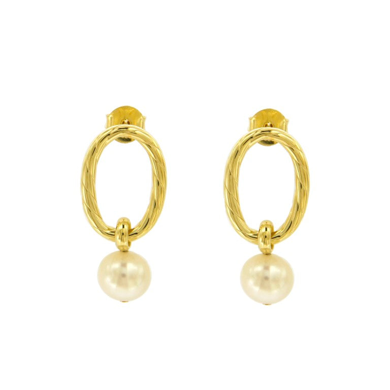BOUCLES D'OREILLES ARGENT RHODIE - ARGENT JAUNE - PERLE D'EAU DOUCE