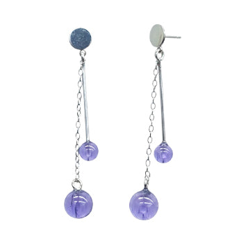 Boucles d'oreilles femme argent rhodié perles violettes