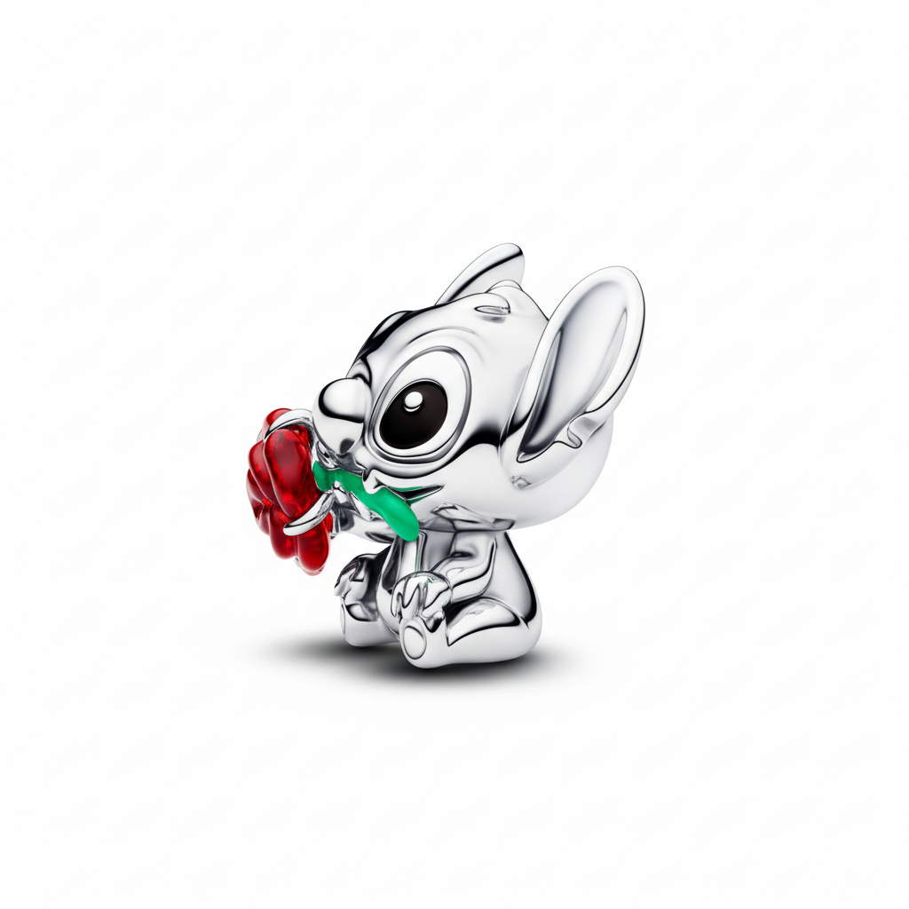 Breloque en verre de Murano Disney Stitch Rose