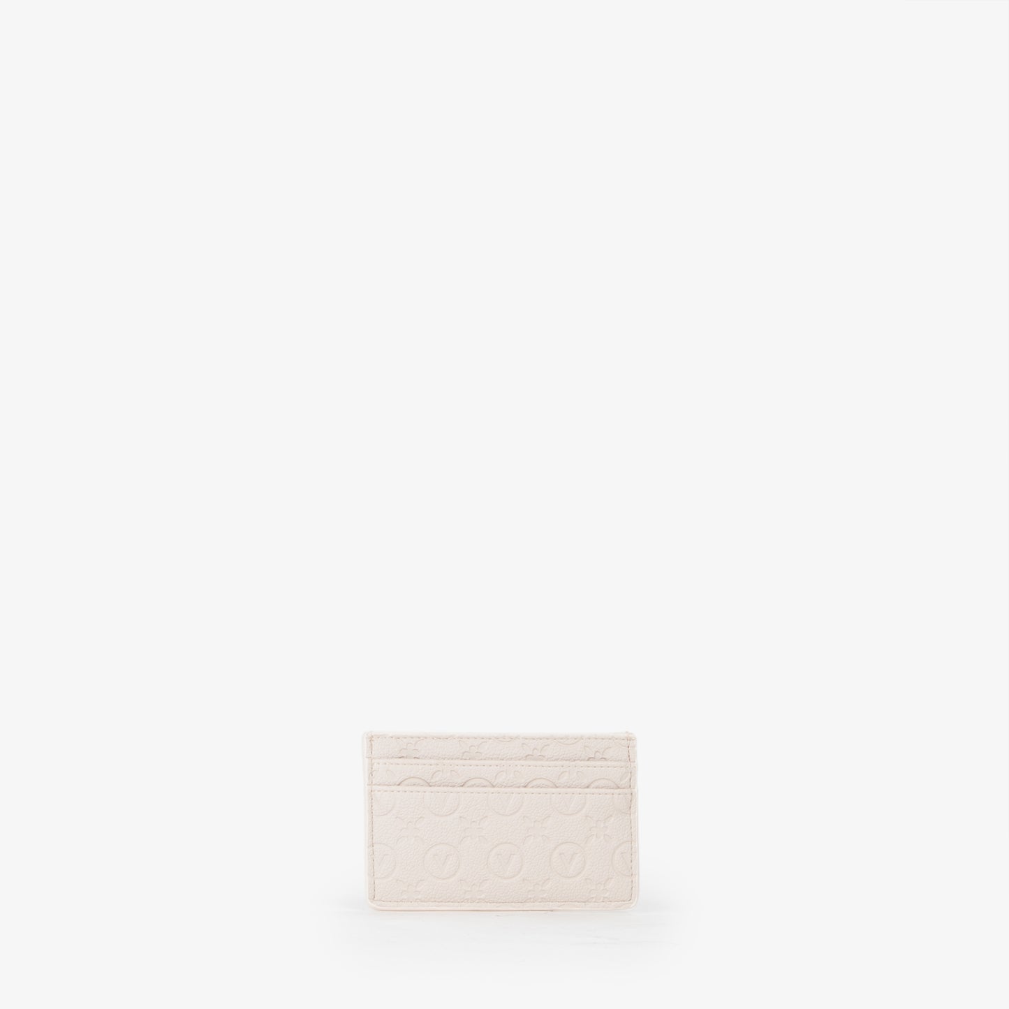 Porte-cartes femme cuir écru embossé monogramme