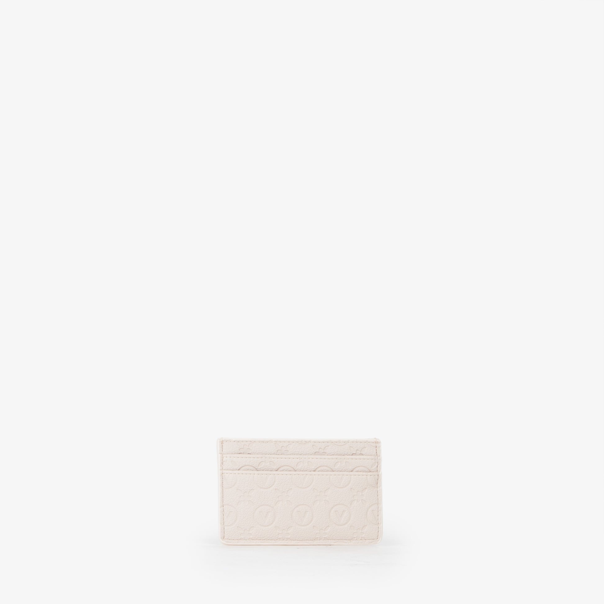 Porte-cartes femme cuir écru embossé monogramme