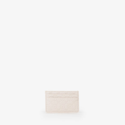 Porte-cartes femme cuir écru embossé monogramme