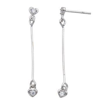 Boucles d'oreilles pendantes femme argent 925 cœur zirconia
