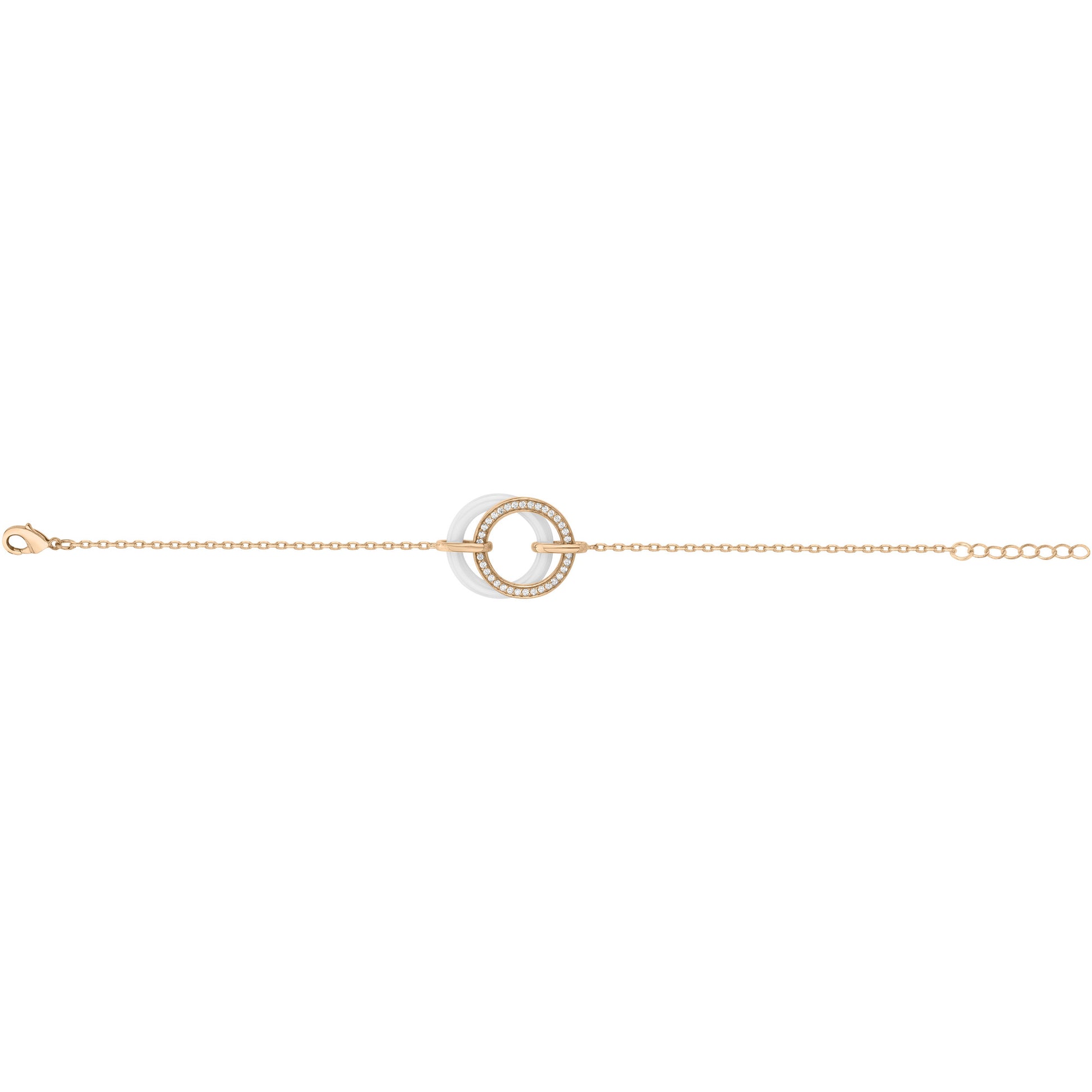 Bracelet femme doré rose céramique blanche zirconia