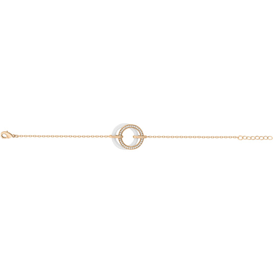 Bracelet femme doré rose céramique blanche zirconia
