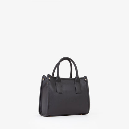 Sac à main femme noir cabas logo embossé doré