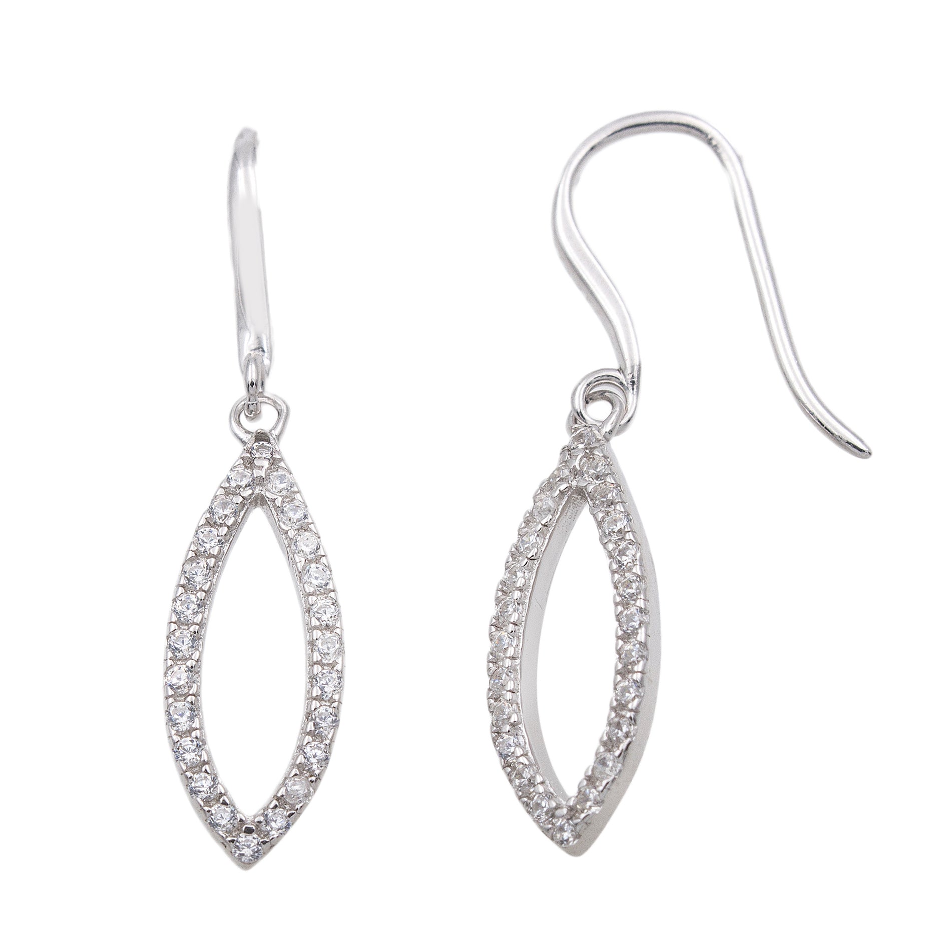 Boucles d'oreilles femme argent rhodié zirconia marquise