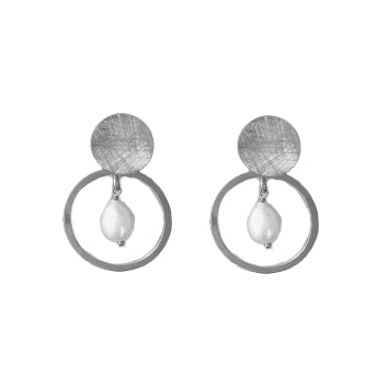 Boucles d'oreilles femme argent 925 rhodié perle d'eau douce