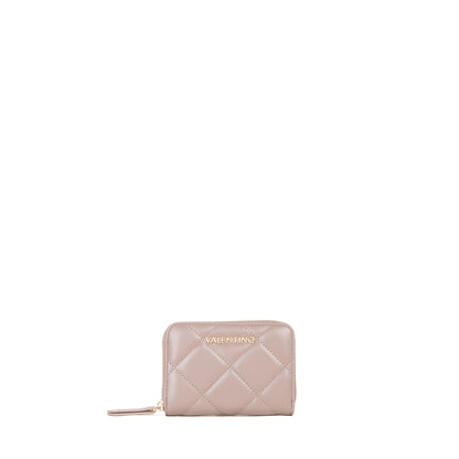 Portefeuille femme matelassé zippé couleur taupe