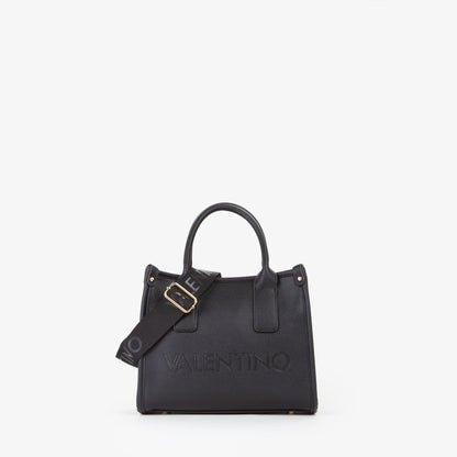 Sac à main femme noir cabas logo embossé doré
