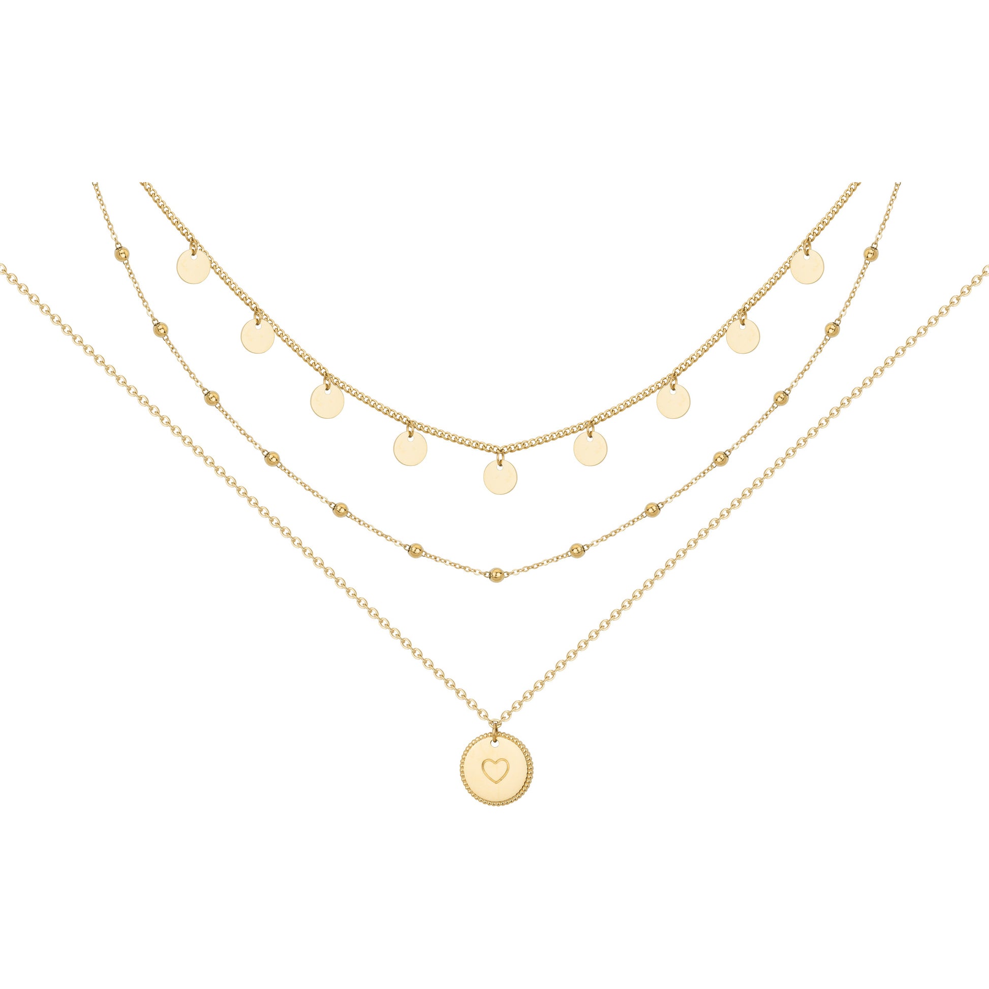 COLLIER - ACIER DORE - COEUR