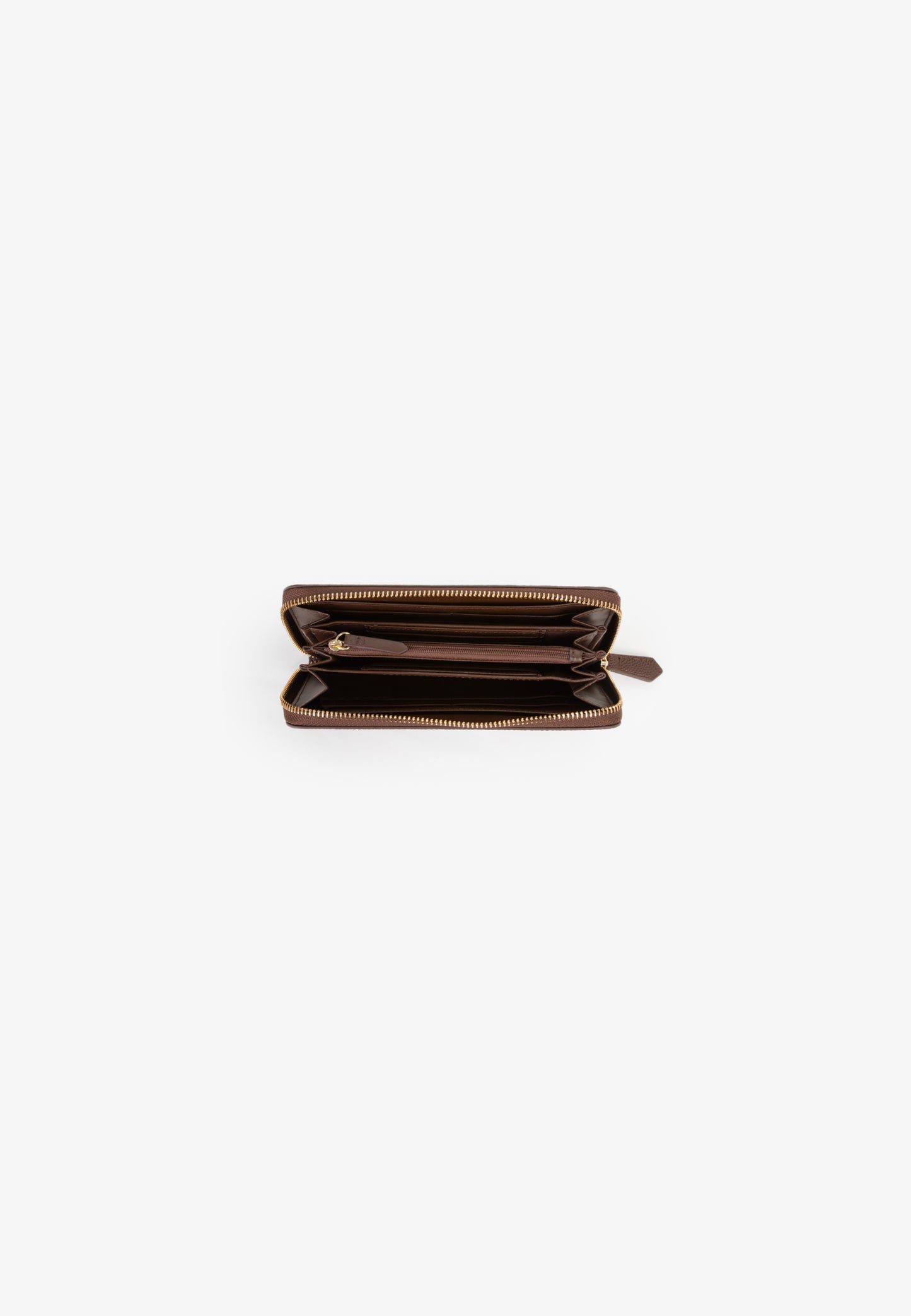 Portefeuille femme zippé grain cuir marron taupe