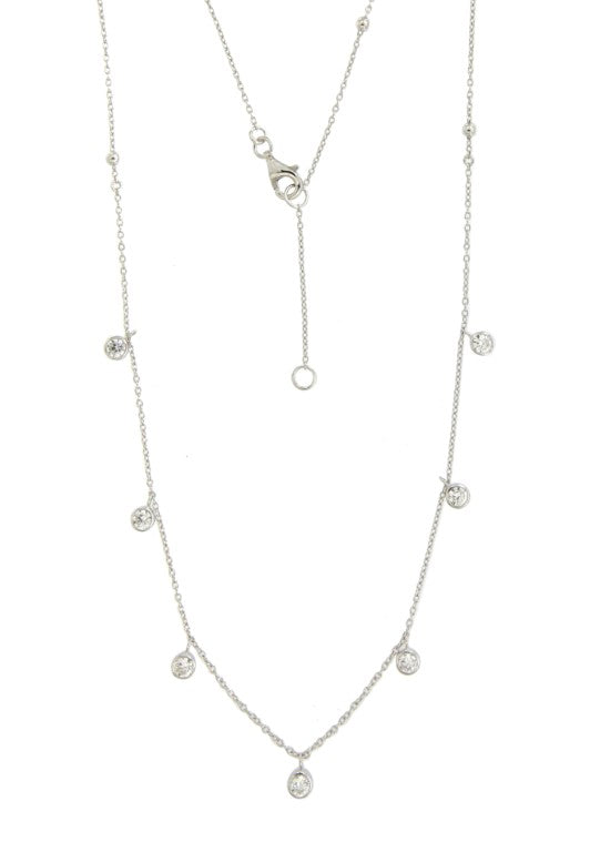 Collier femme argent rhodié pendentifs zirconia 42 cm