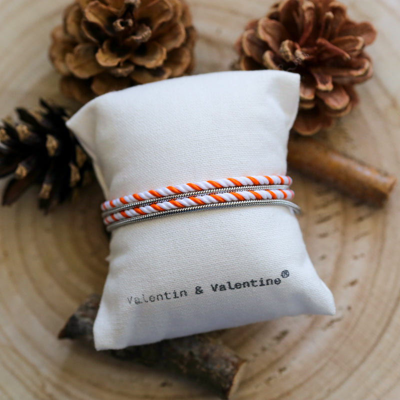 BRACELET HOMME   BLANC & ORANGE